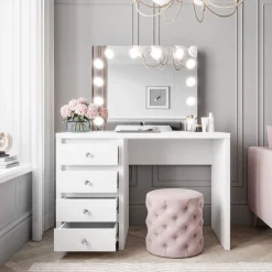Toaletka GLAMOUR ESCADO ELITE biała z uchwytem kryształ