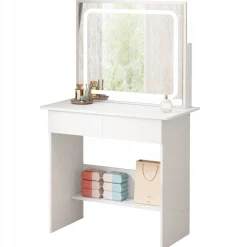 Toaletka kosmetyczna do makijażu z lustrem led nowoczesna 90 cm