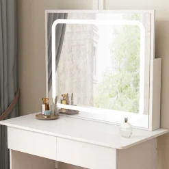 Toaletka kosmetyczna do makijażu z lustrem led nowoczesna 90 cm