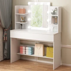 Toaletka kosmetyczna makijażu wizażu z lustrem led nowoczesna 110 cm