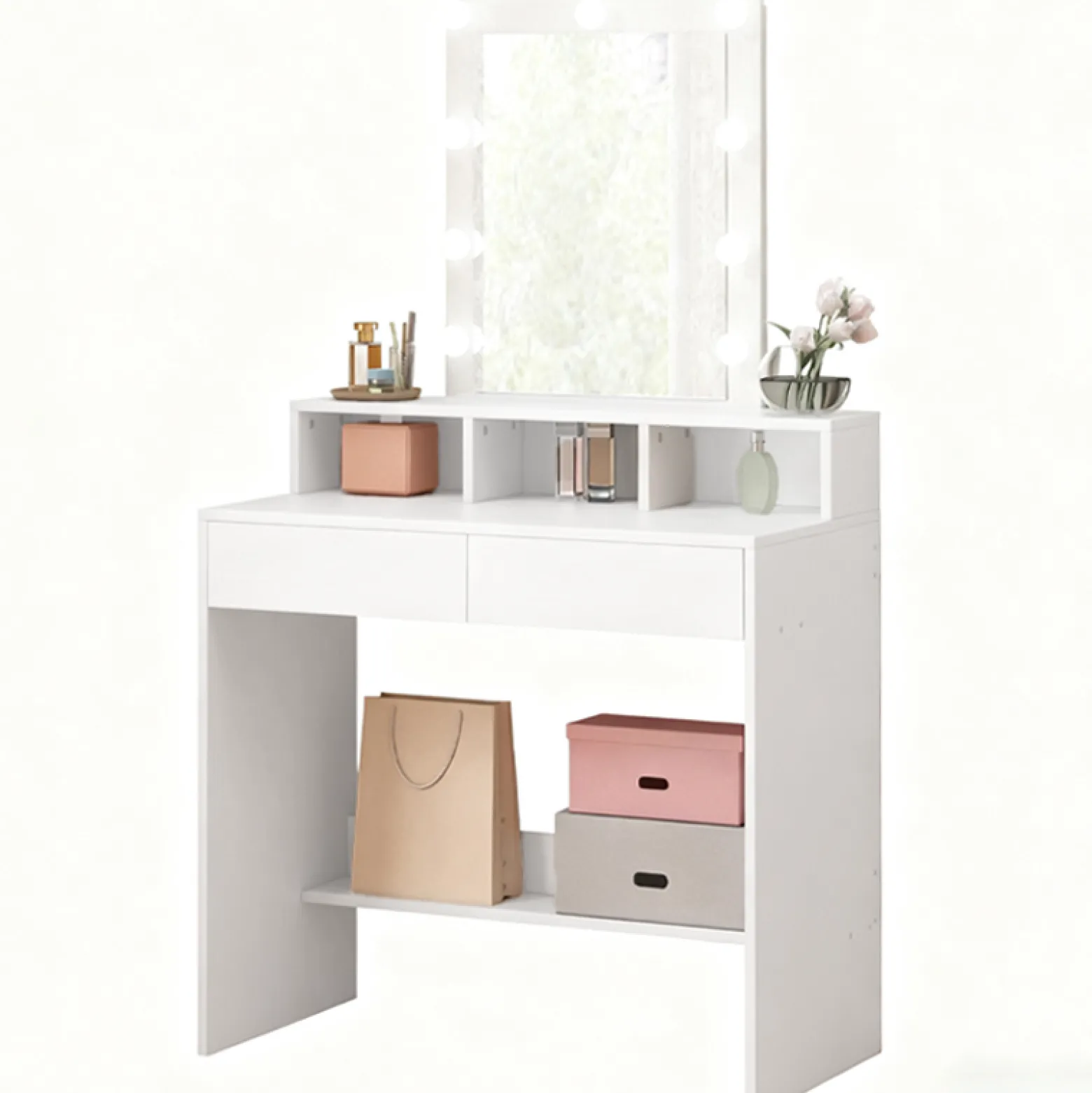 Toaletka loft do makijażu wizażu kosmetyczna z lustrem led nowoczesna 80 cm