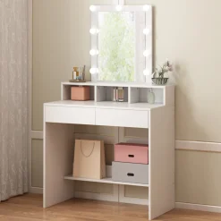 Toaletka loft do makijażu wizażu kosmetyczna z lustrem led nowoczesna 80 cm