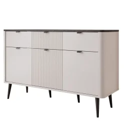 Trzydrzwiowa komoda z szufladami NAVANI 130 cm kaszmir/szary kamień