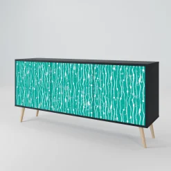 TURQUOISE RAIN Komoda 3 drzwi Czarna-Bukowa skośna