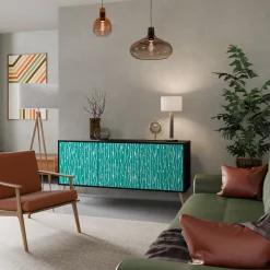 TURQUOISE RAIN Komoda 3 drzwi Czarna-Bukowa skośna