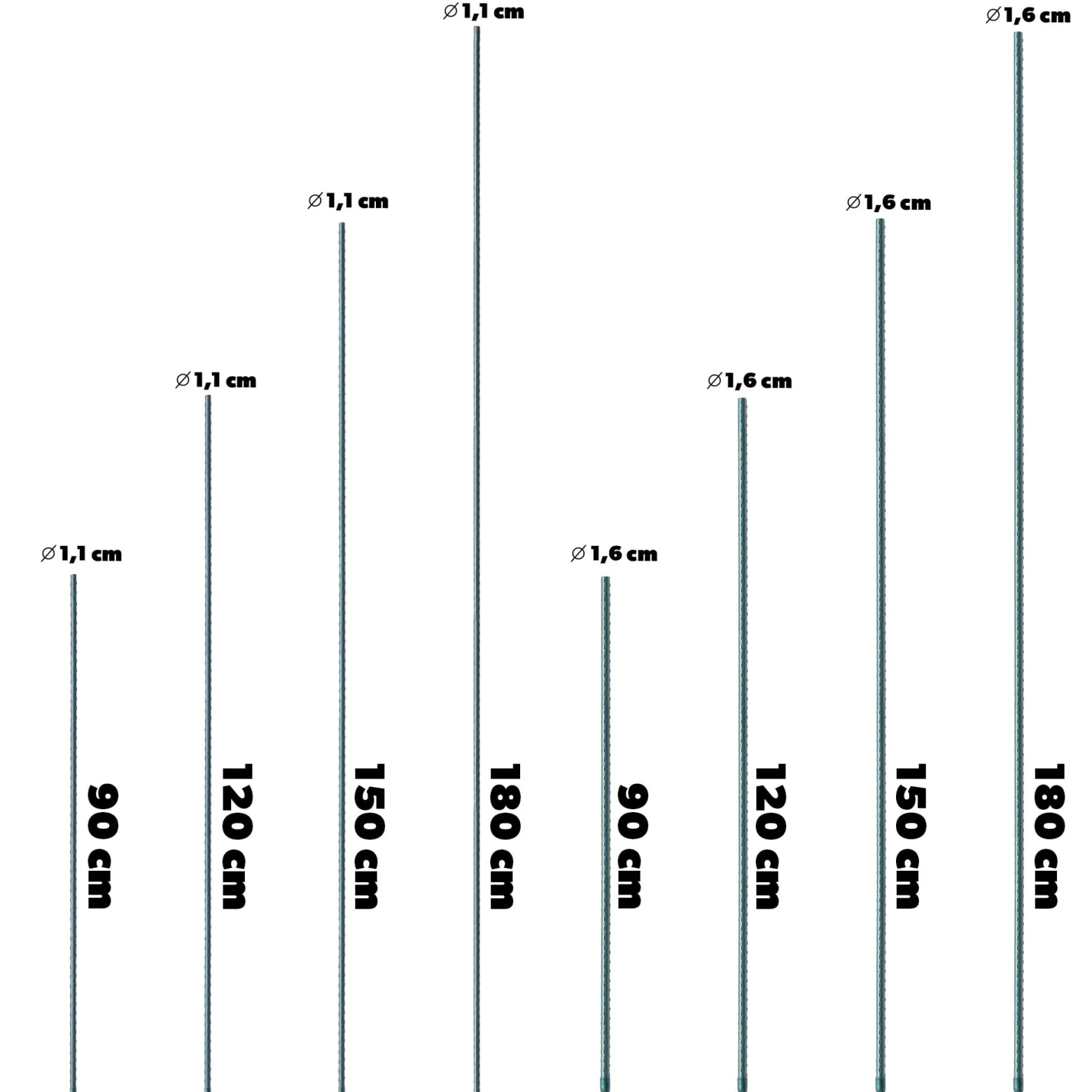 Tyczka Podpórka Roślin Stal Powlekana 150cm 5szt