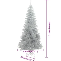 VidaXL Sztuczna choinka Srebrny 240 x 120 cm