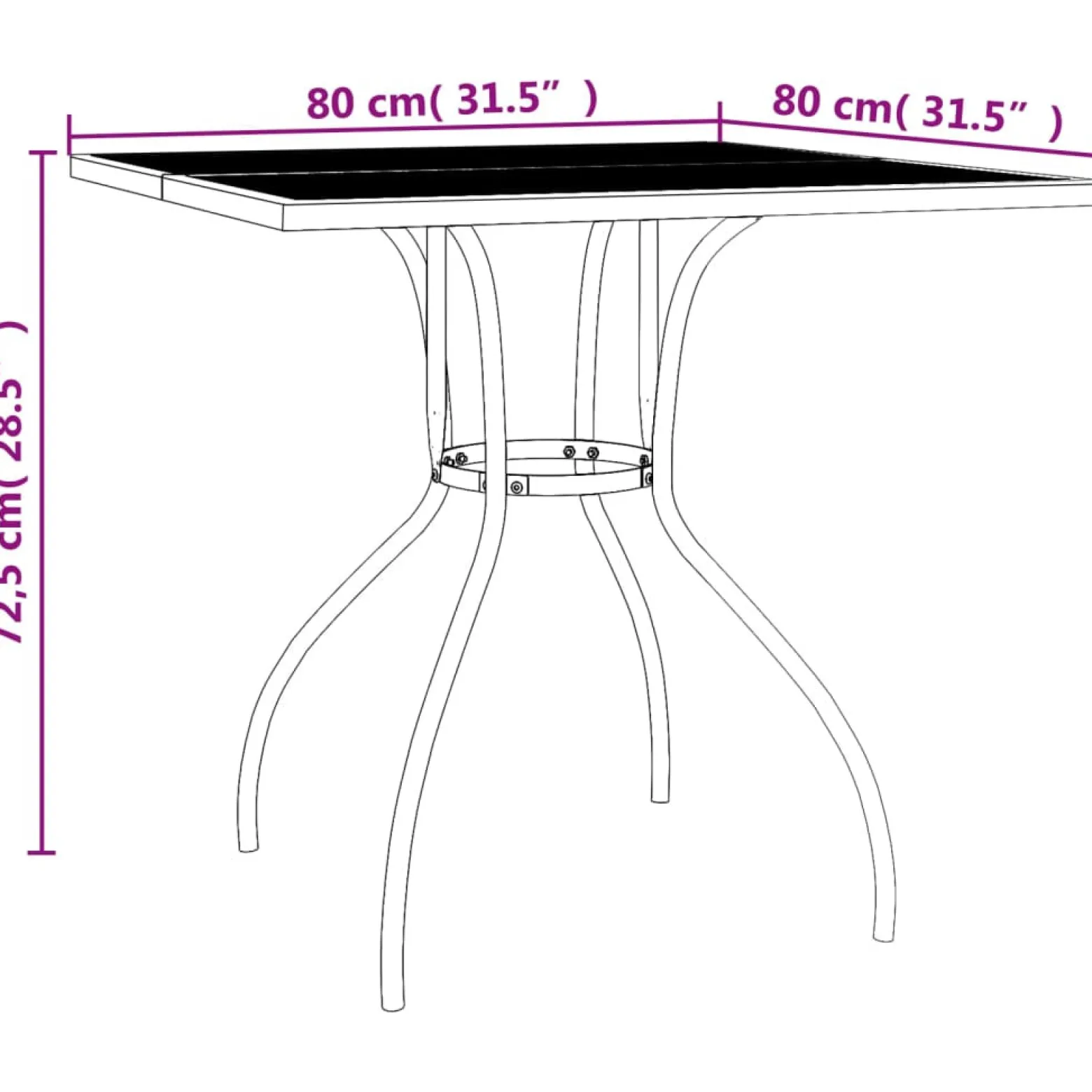 VidaXL Antracyt 80 x 80 x 72.5 cm Stal