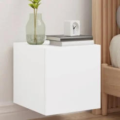 VidaXL Ścienna szafka TV z LED biała