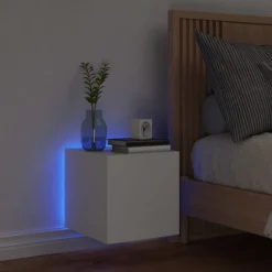 VidaXL Ścienna szafka TV z LED biała
