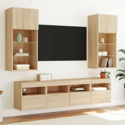 VidaXL Ścienne szafki TV z LED 2 szt