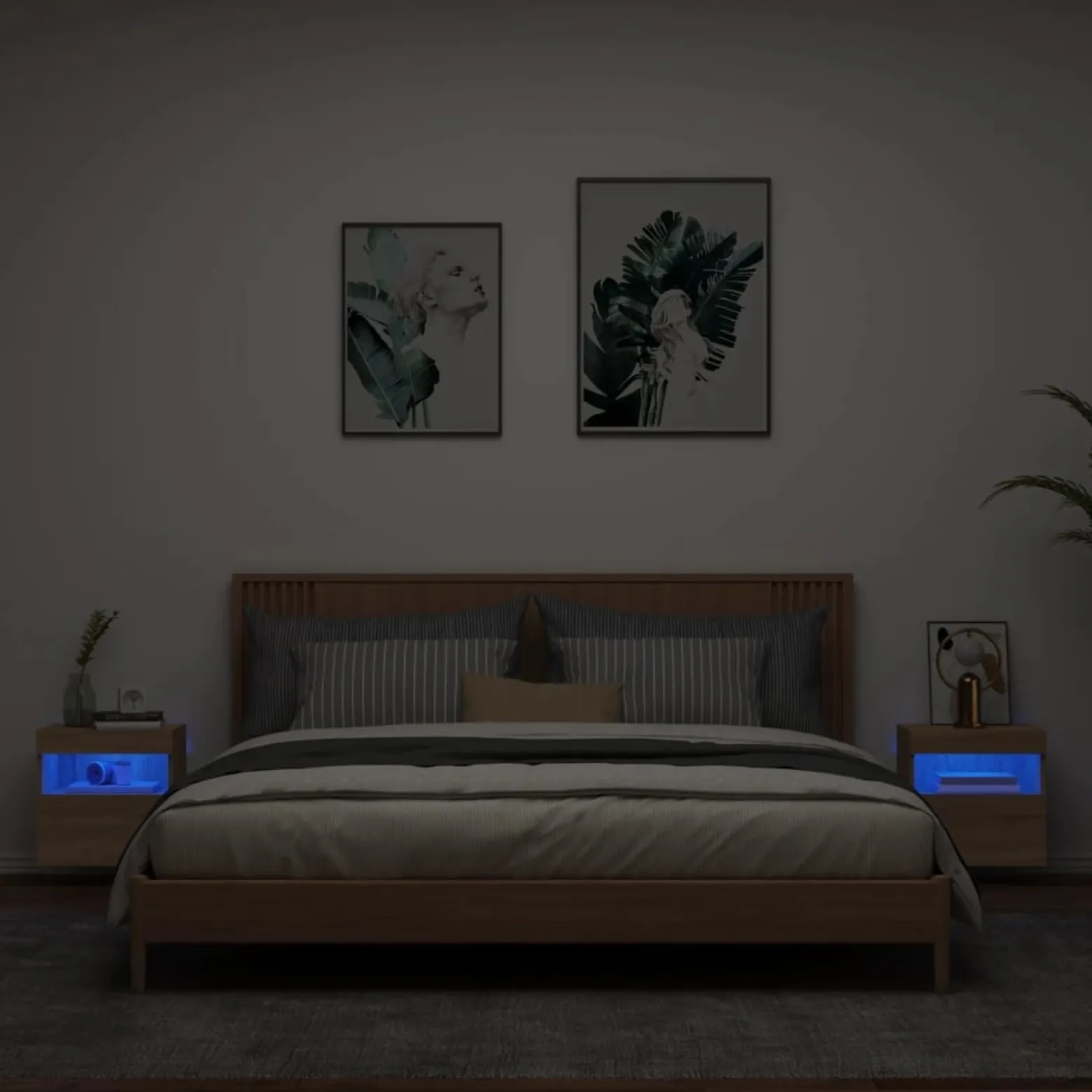 VidaXL Ścienne szafki TV z LED 2 szt