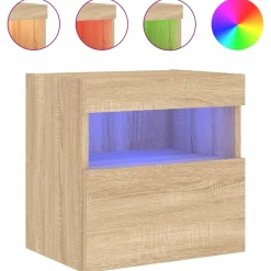 VidaXL Ścienne szafki TV z LED 2 szt