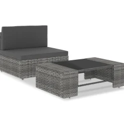 VidaXL 2-cz. zestaw wypoczynkowy do ogrodu, rattan PE, szary