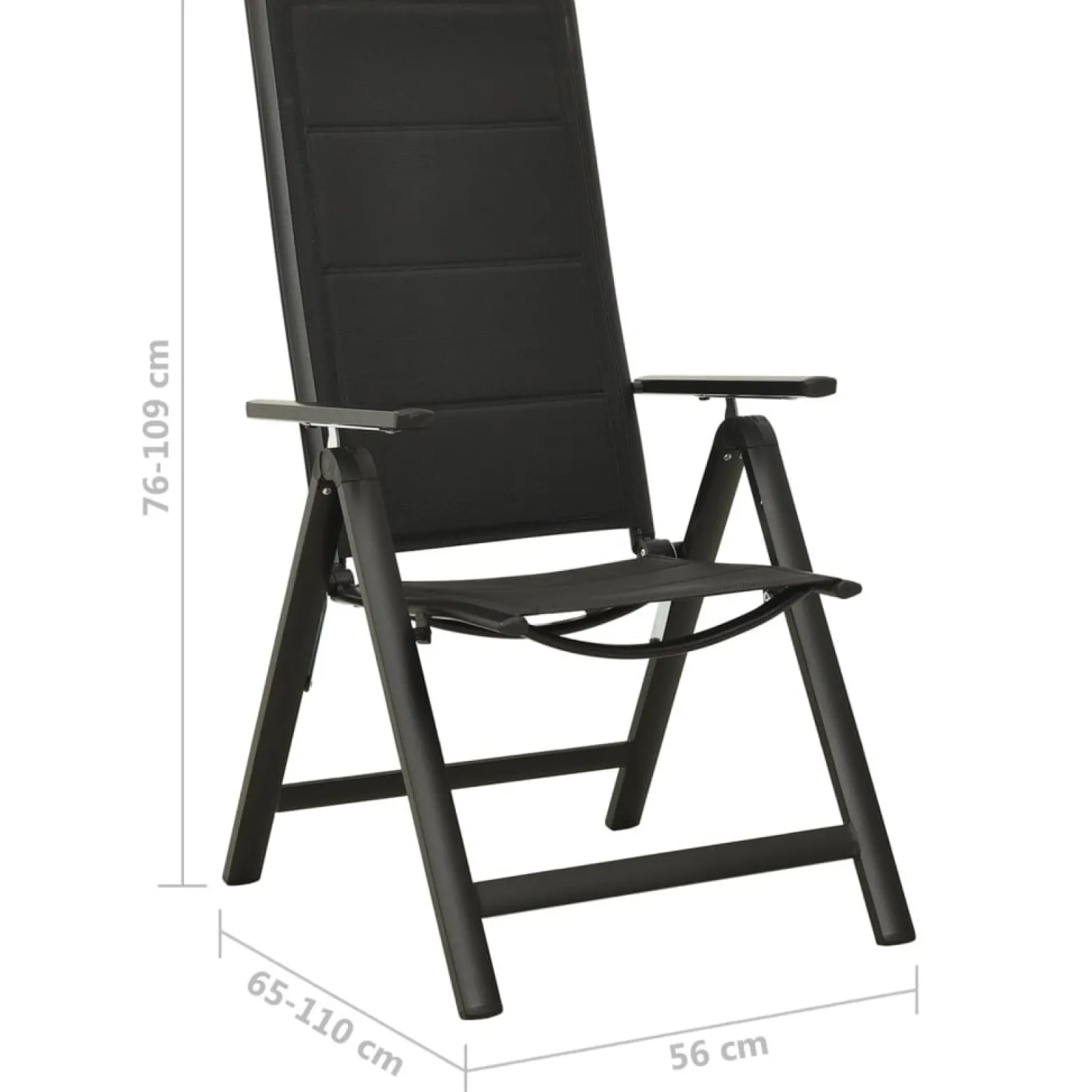 VidaXL Krzesło ogrodowe Czarny Aluminium