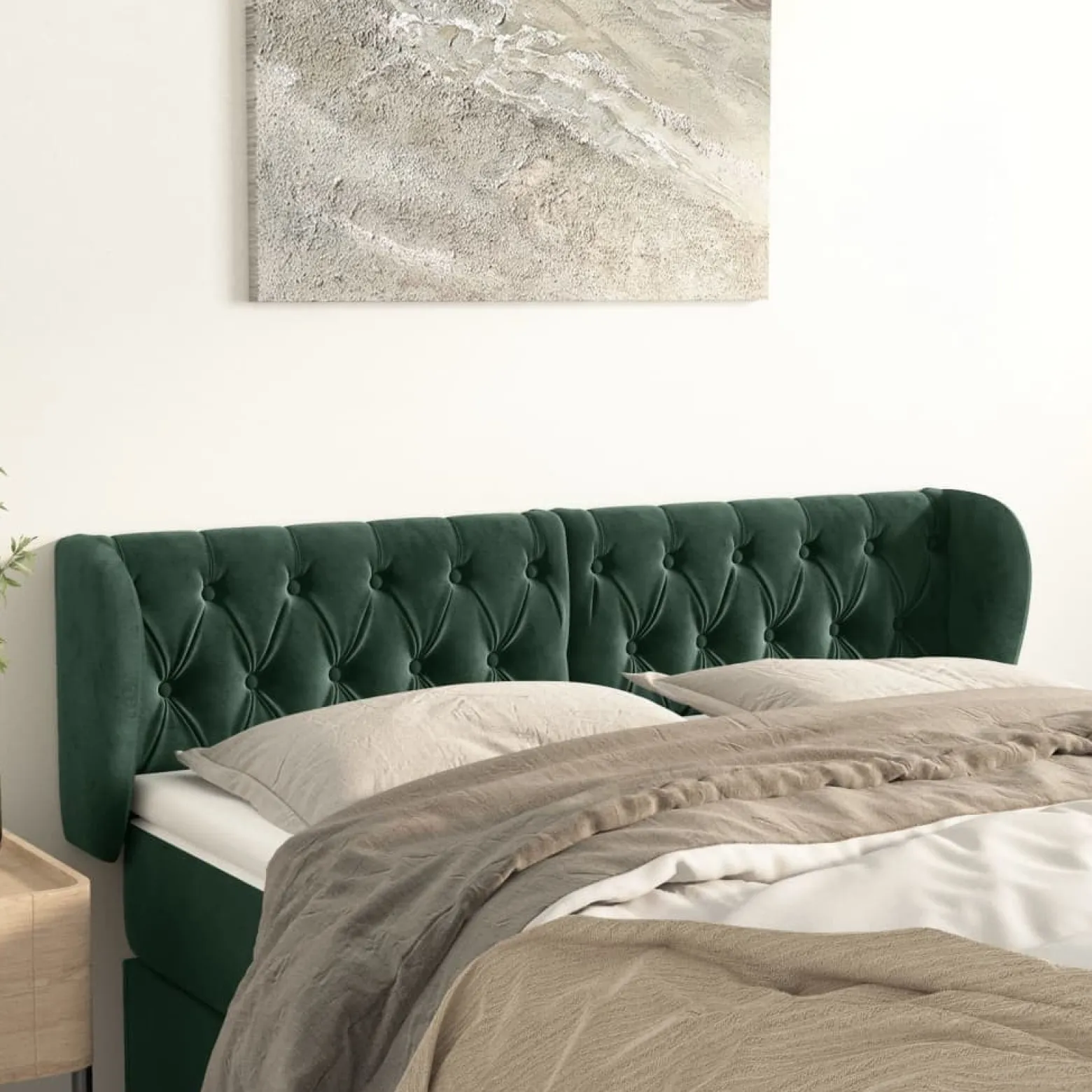 VidaXL wezgłowie Zielony 147 x 23 x 78/88 cm Aksamit