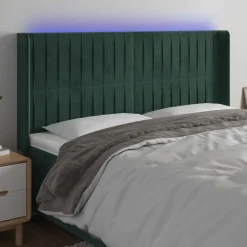 VidaXL Zagłówek do łóżka z LED ciemnozielony
