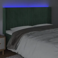 VidaXL Zagłówek do łóżka z LED ciemnozielony