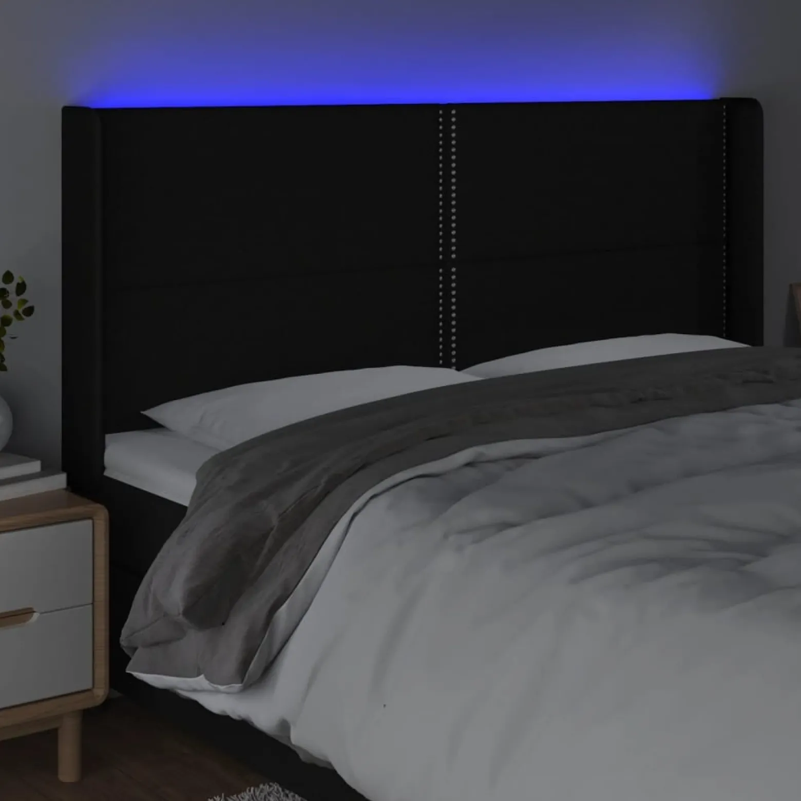 VidaXL Zagłówek do łóżka z LED czarny