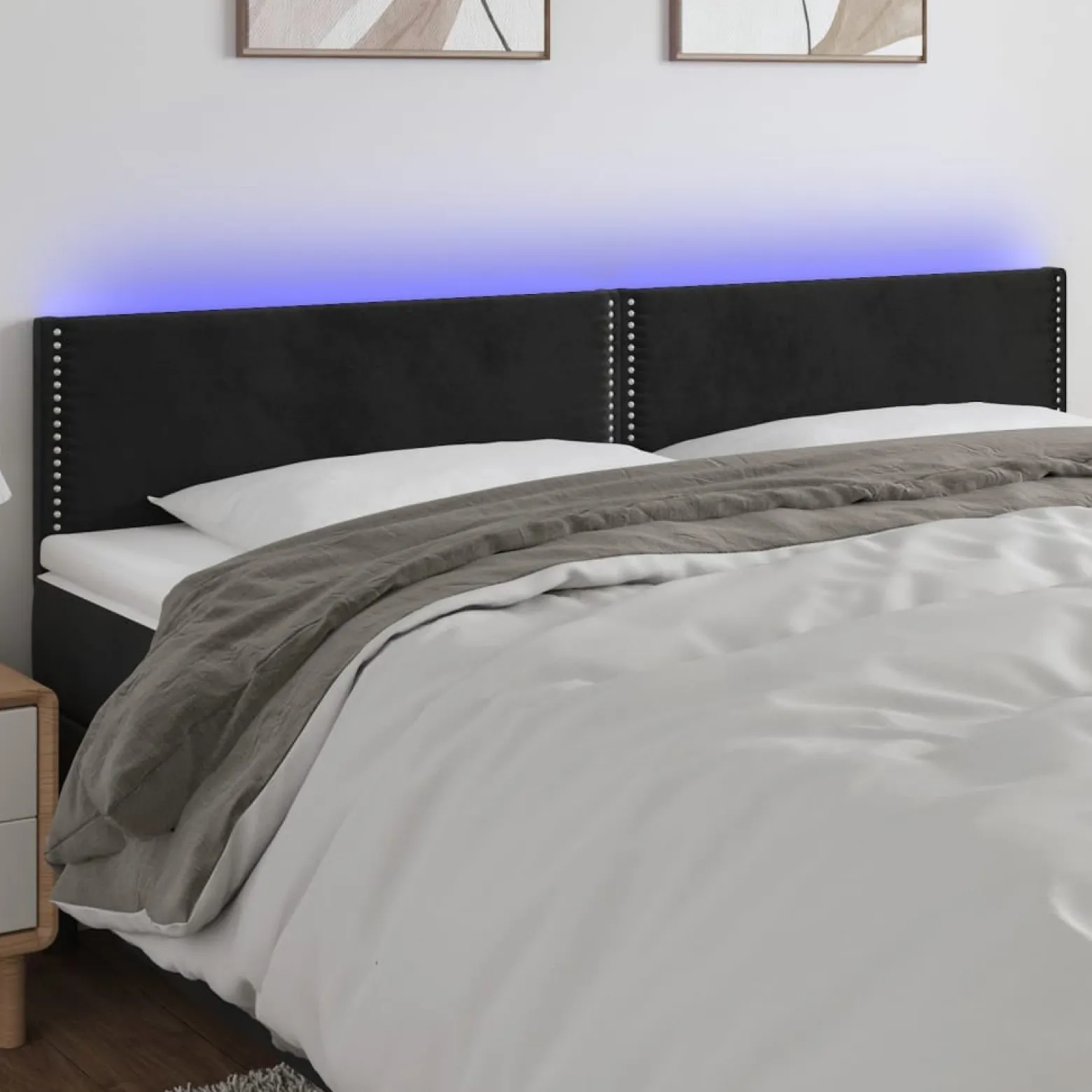 VidaXL Zagłówek do łóżka z LED czarny