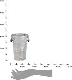 Wazon cynkowy szary 21 cm wiaderko z rączkami