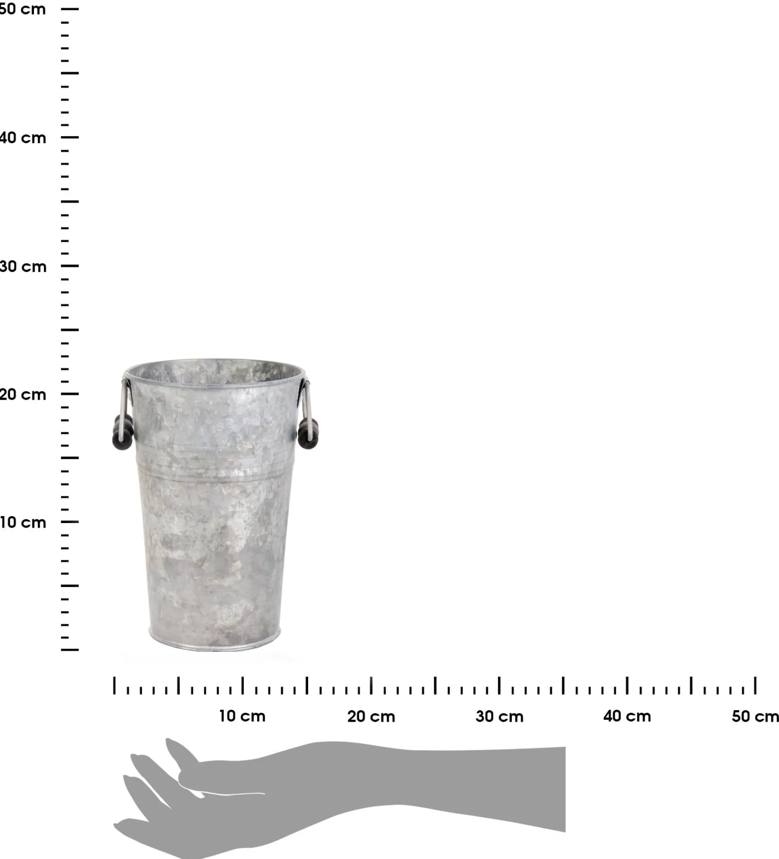 Wazon cynkowy szary 21 cm wiaderko z rączkami
