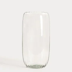 Wazon LUKI ryflowany transparentny ze szkła z recyklingu 13x45 cm HOMLA
