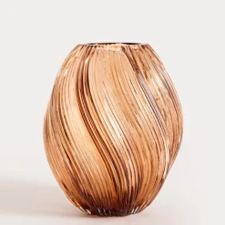 Wazon SWIRL szklany zakręcony beżowy 17x21 cm HOMLA