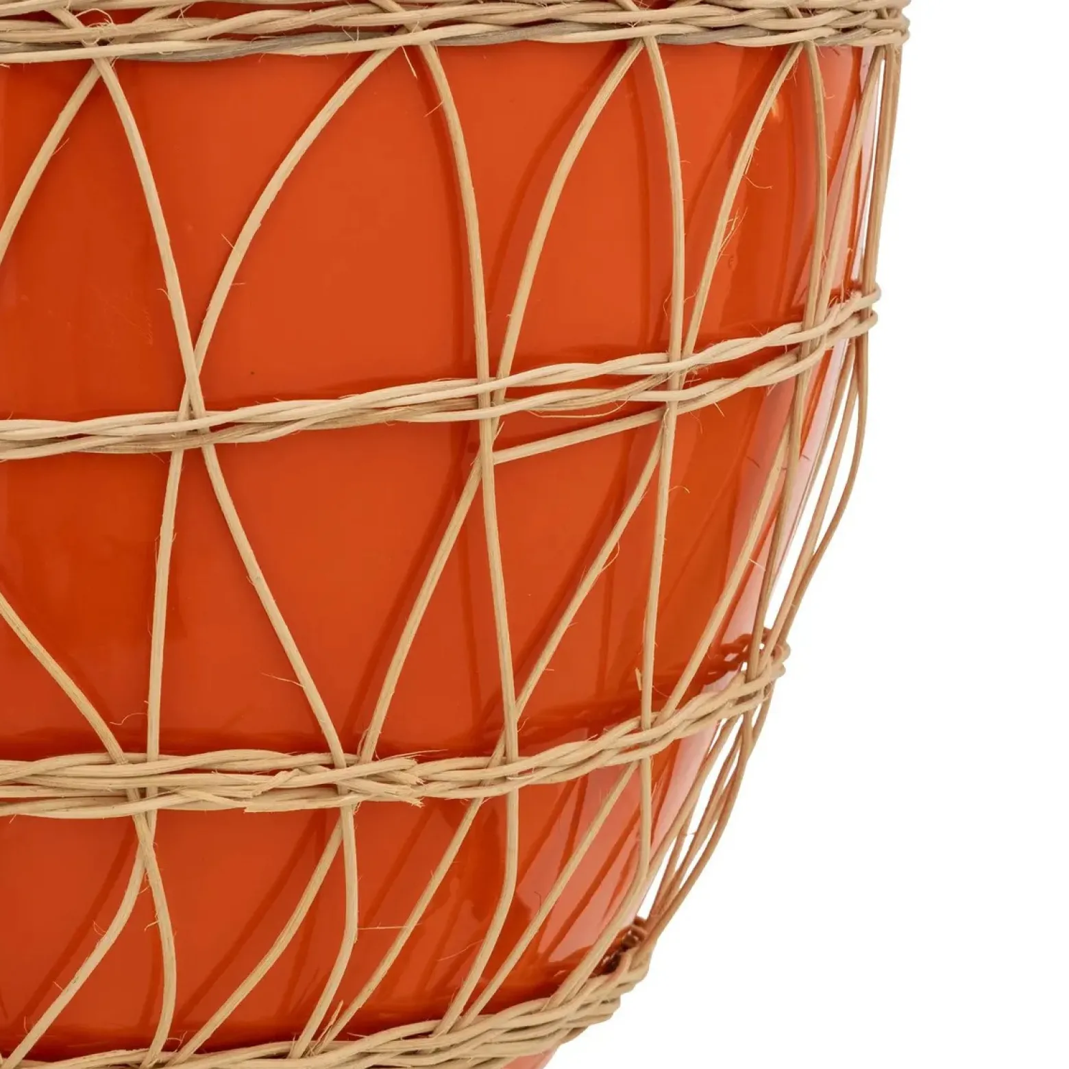 Wazon z dolomitu pomarańczowy z rattanem 33,5 cm