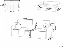 Welurowa sofa z poduszkami z funkcją spania jasnobrązowa