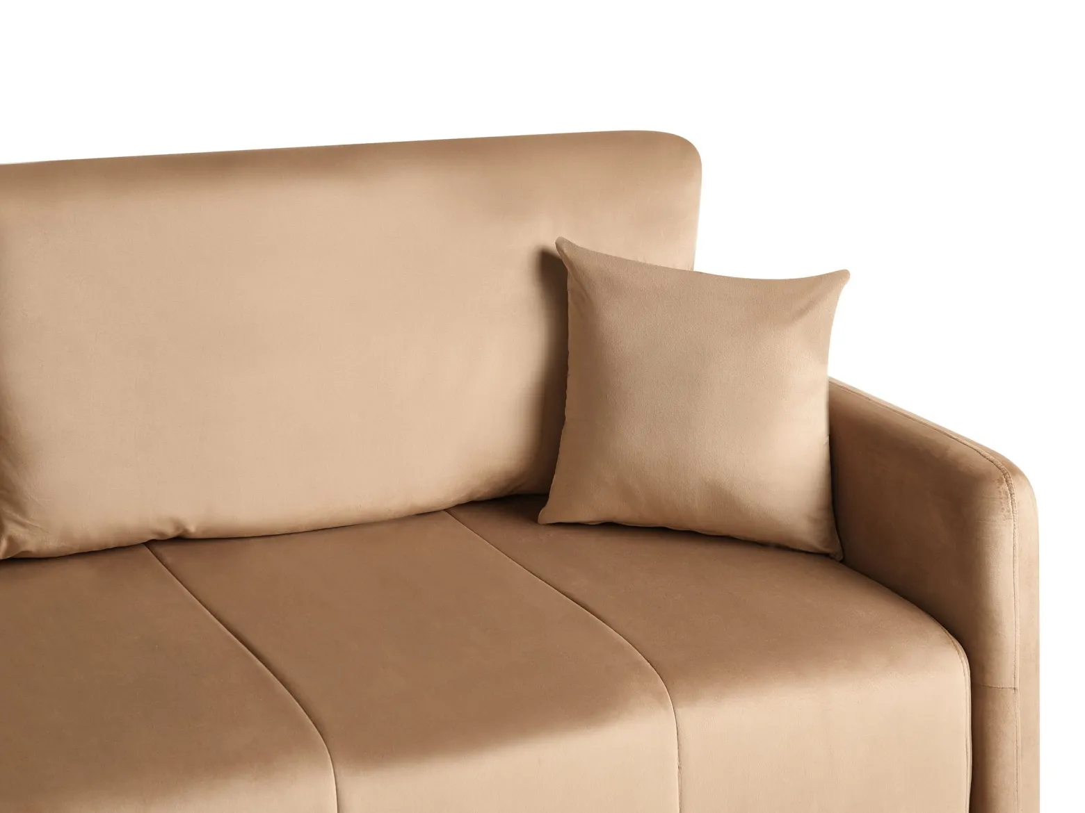 Welurowa sofa z poduszkami z funkcją spania jasnobrązowa