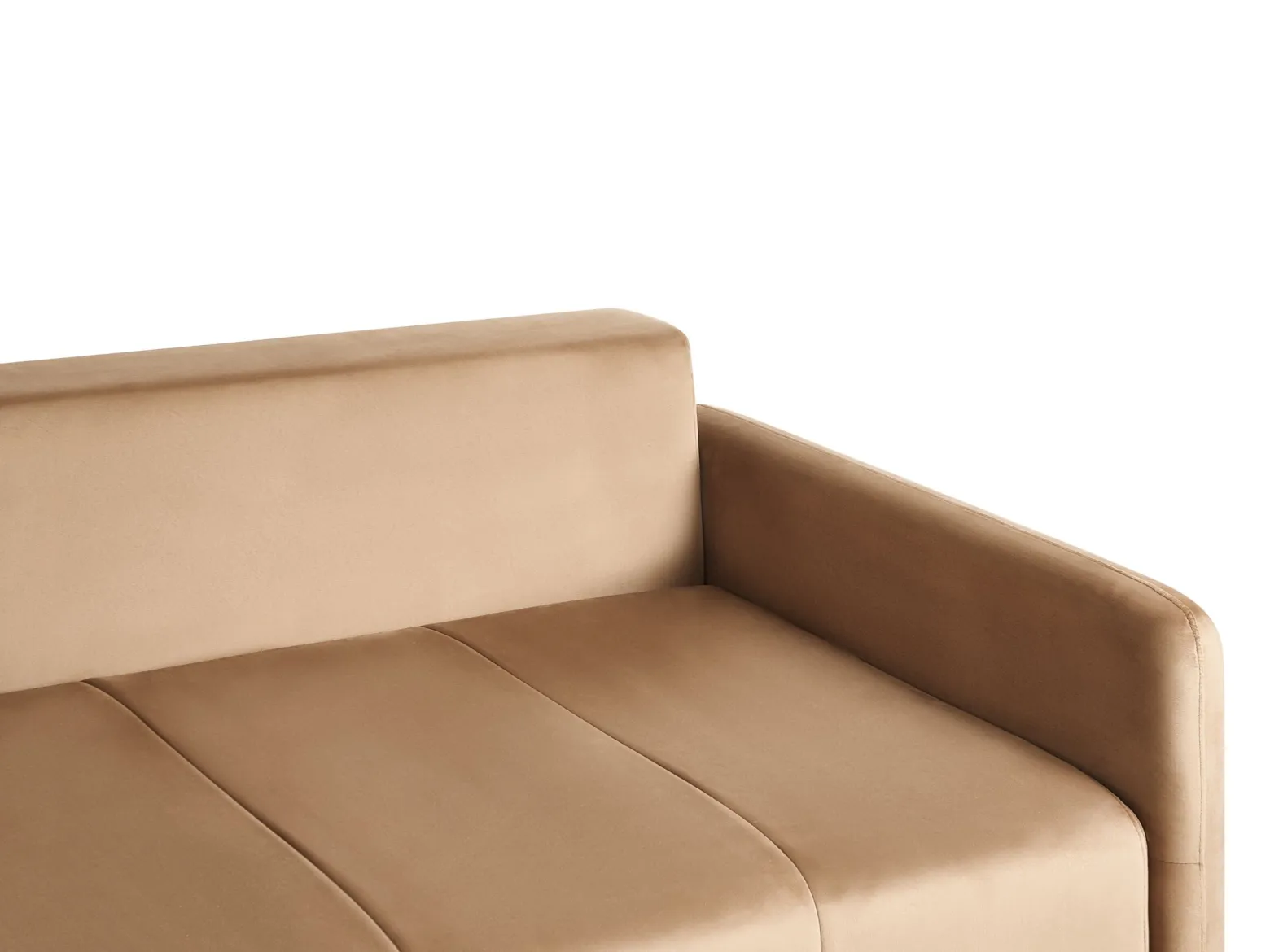 Welurowa sofa z poduszkami z funkcją spania jasnobrązowa