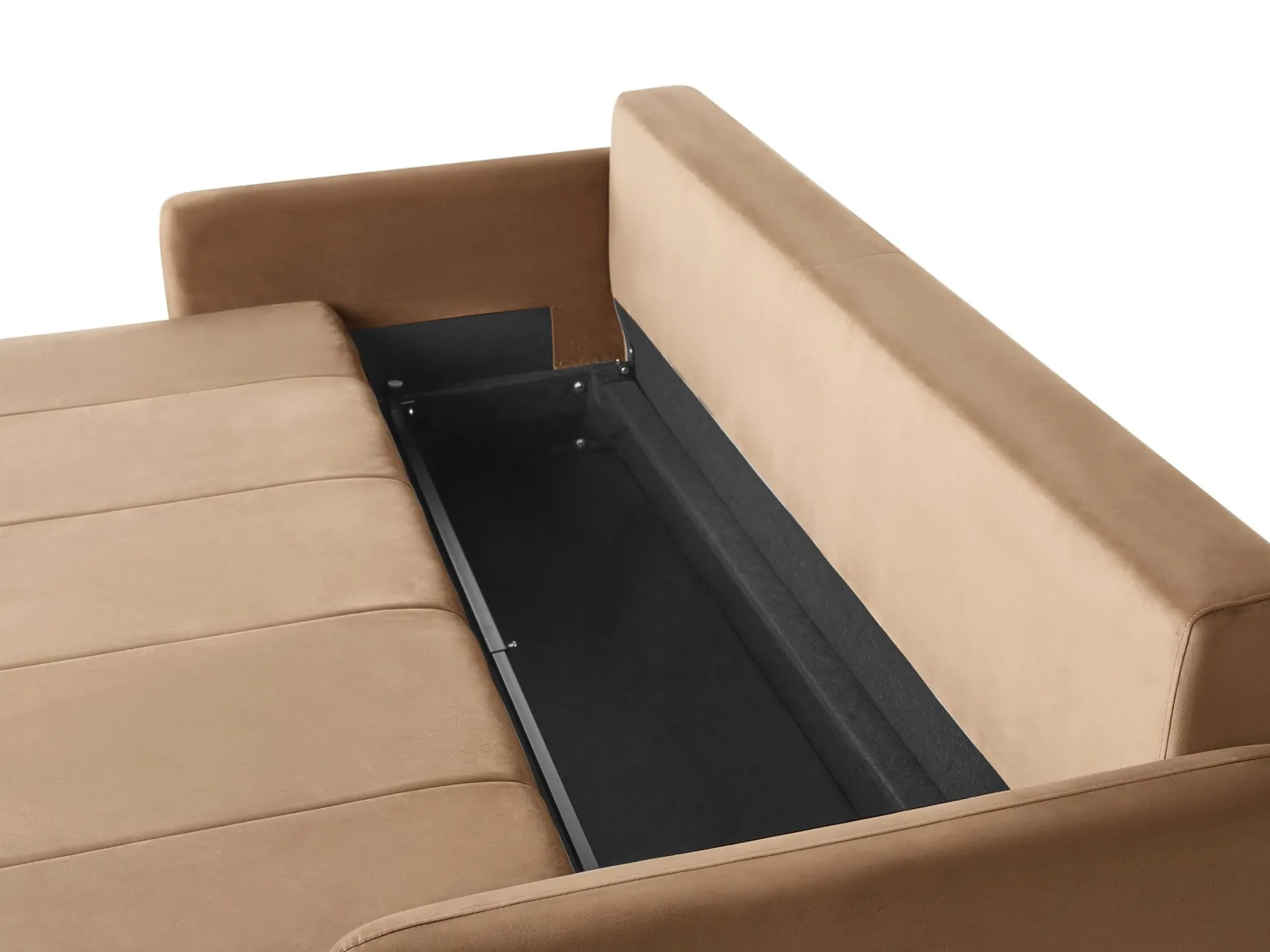 Welurowa sofa z poduszkami z funkcją spania jasnobrązowa