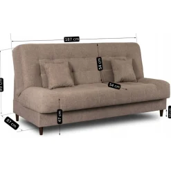Wersalka Sofa Kanapa Rozkładana z Funkcją Spania Dwuosobowa Beżowa NEPAL