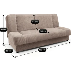 Wersalka Rozkładana Sofa Z Funkcją Spania Dwuosobowa Sztruks Beżowa PIANO