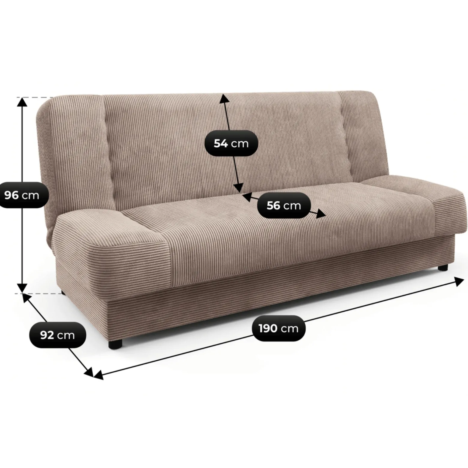 Wersalka Rozkładana Sofa Z Funkcją Spania Dwuosobowa Sztruks Beżowa PIANO