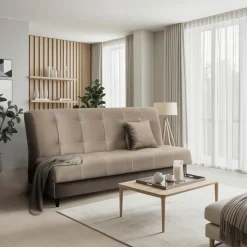 Wersalka Sofa Kanapa Rozkładana z Funkcją Spania Dwuosobowa Beżowa LIMA