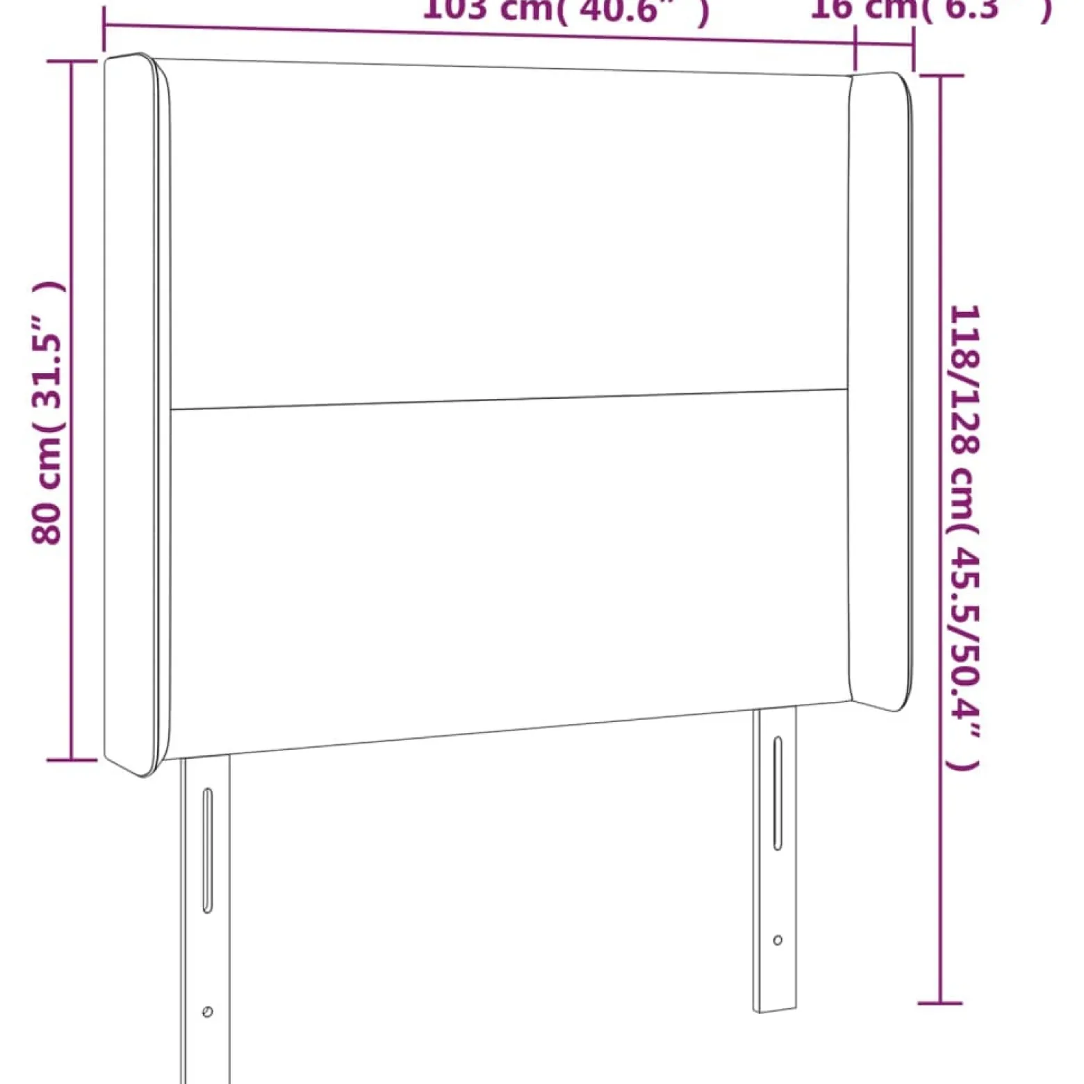 Wezgłowie Różowe 103 x 16 x 118/128 cm Aksamit vidaXL