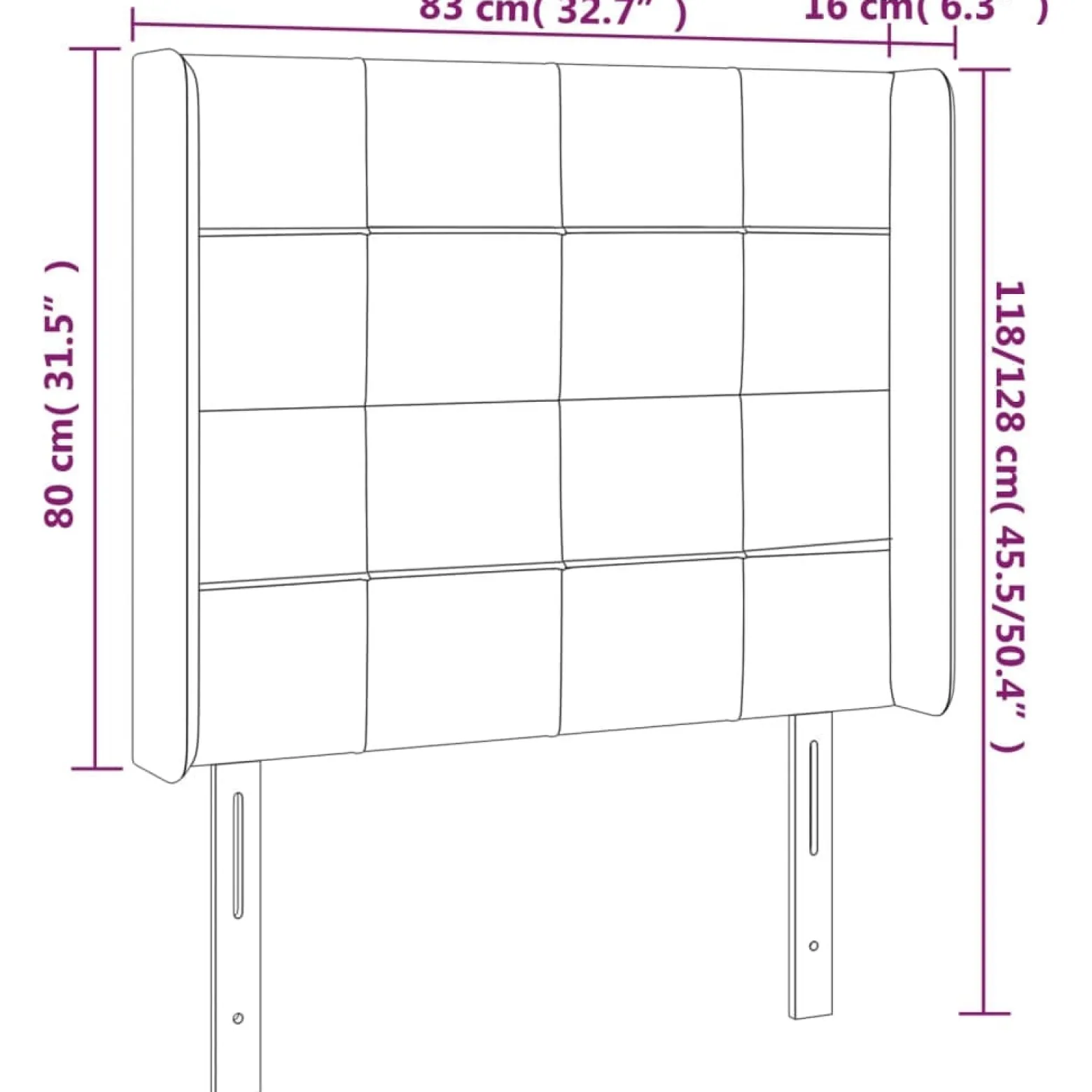Wezgłowie Różowe 83 x 16 x 118/128 cm Aksamit vidaXL