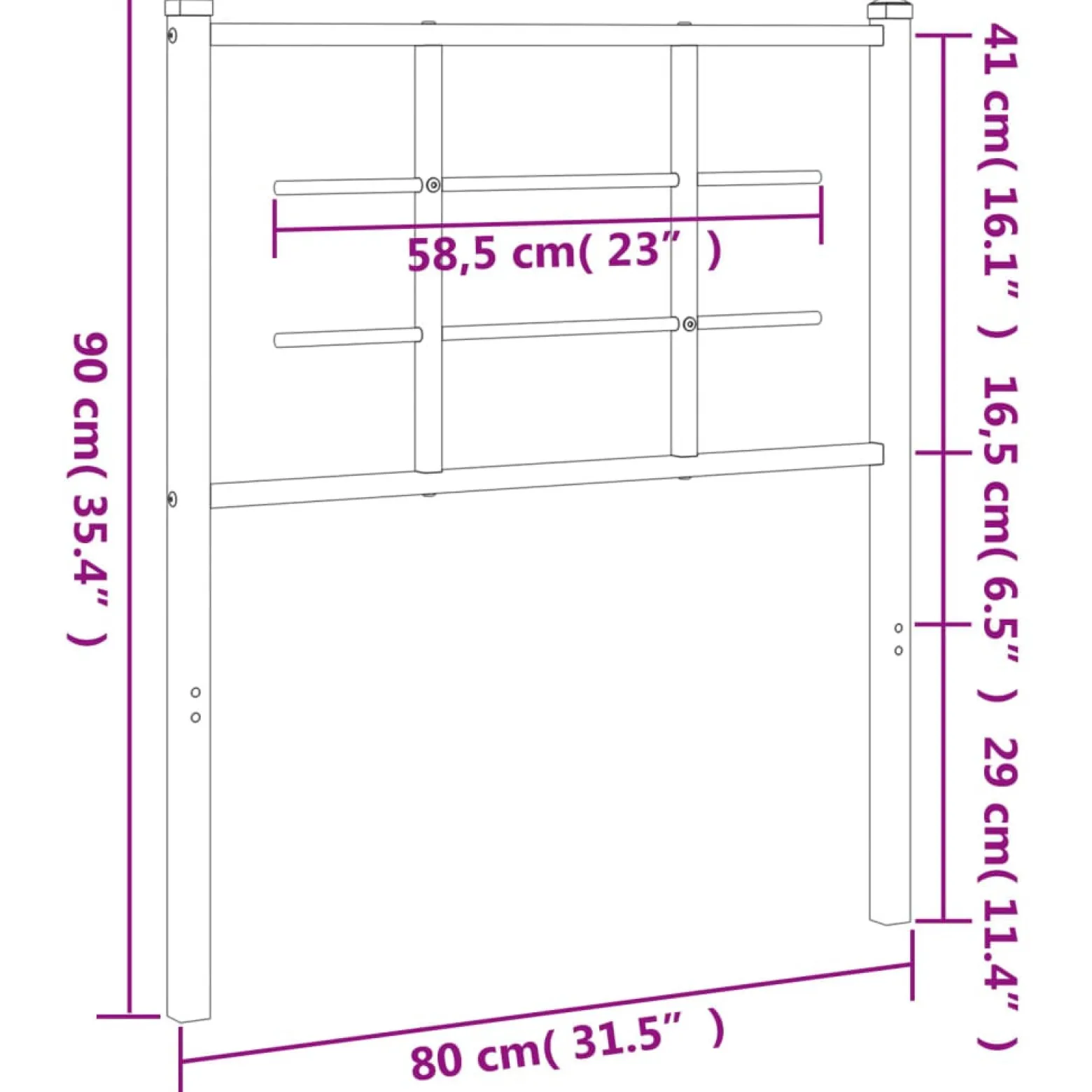 Wezgłowie Biały 75 cm Stal vidaXL