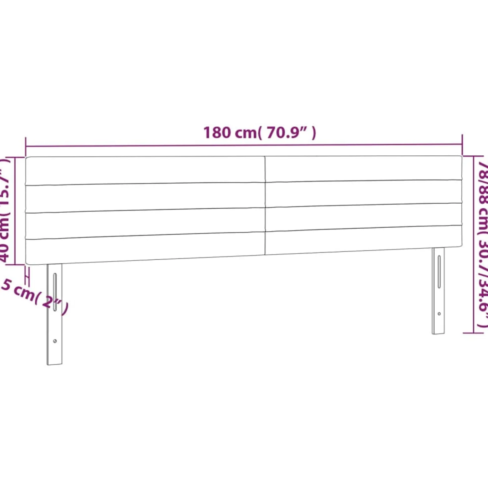 Wezgłowie Brąz 180 cm Tkanina Low vidaXL