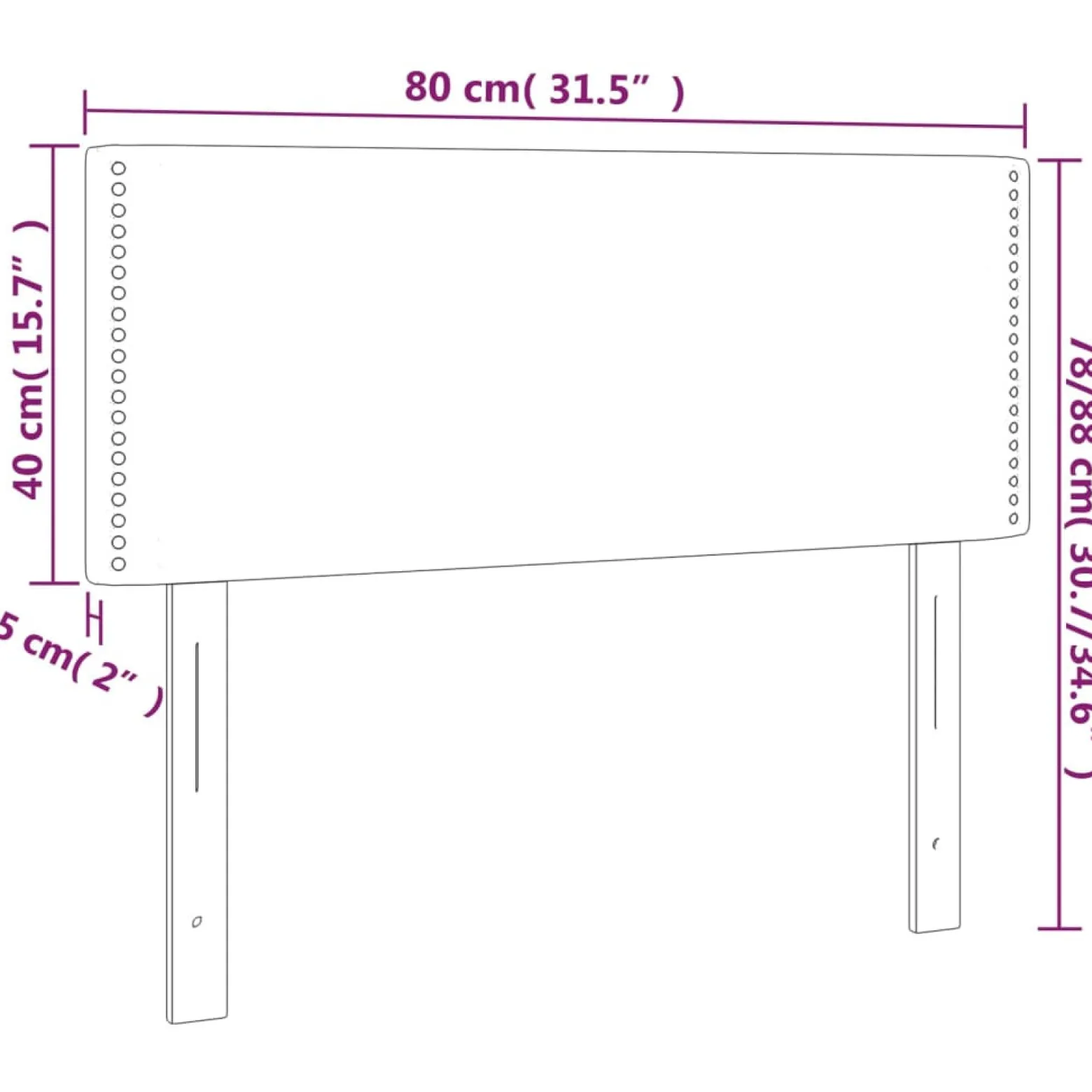 Wezgłowie Brąz 80 cm Tkanina Niski vidaXL