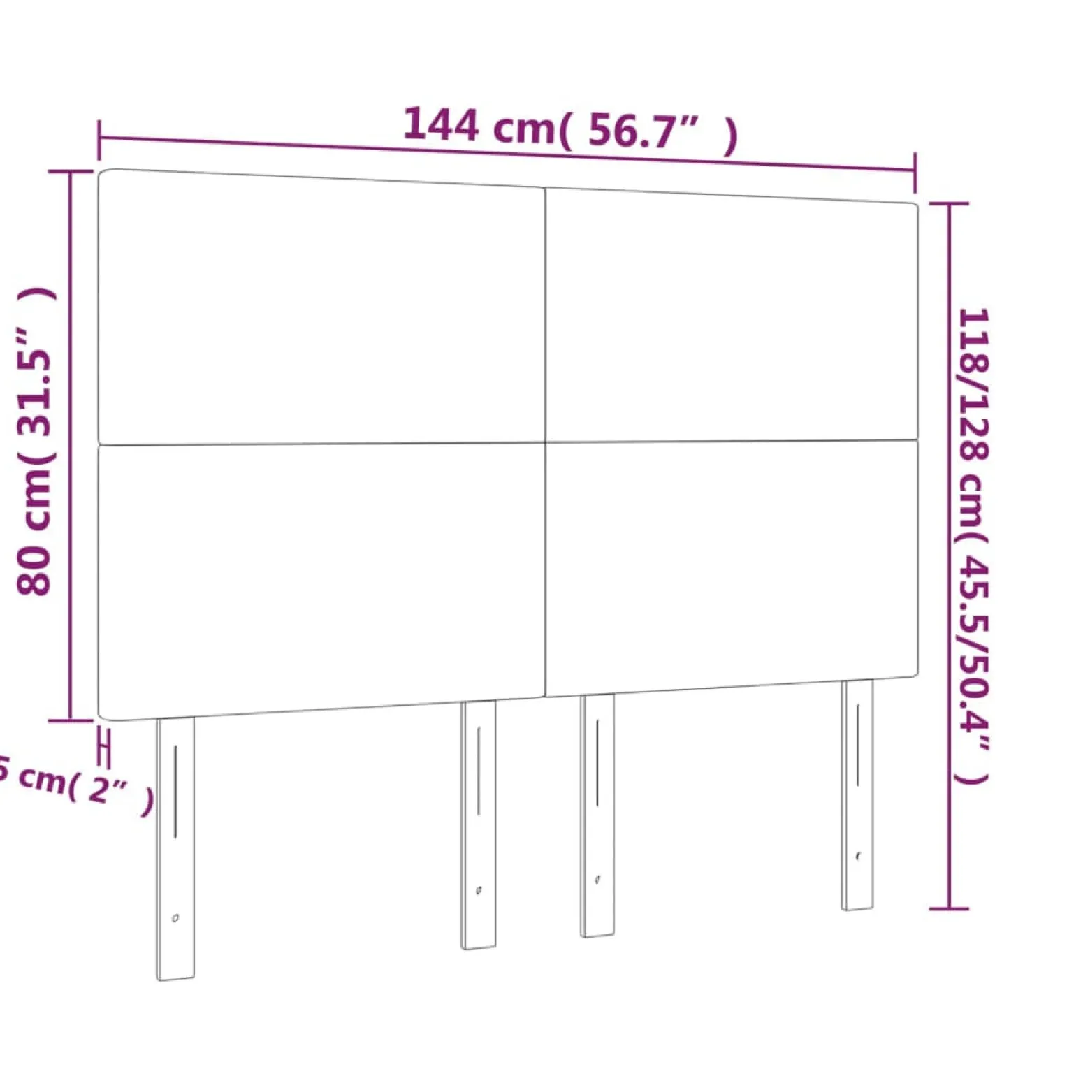 Wezgłowie Czarny 144 cm Aksamit Wysoki vidaXL
