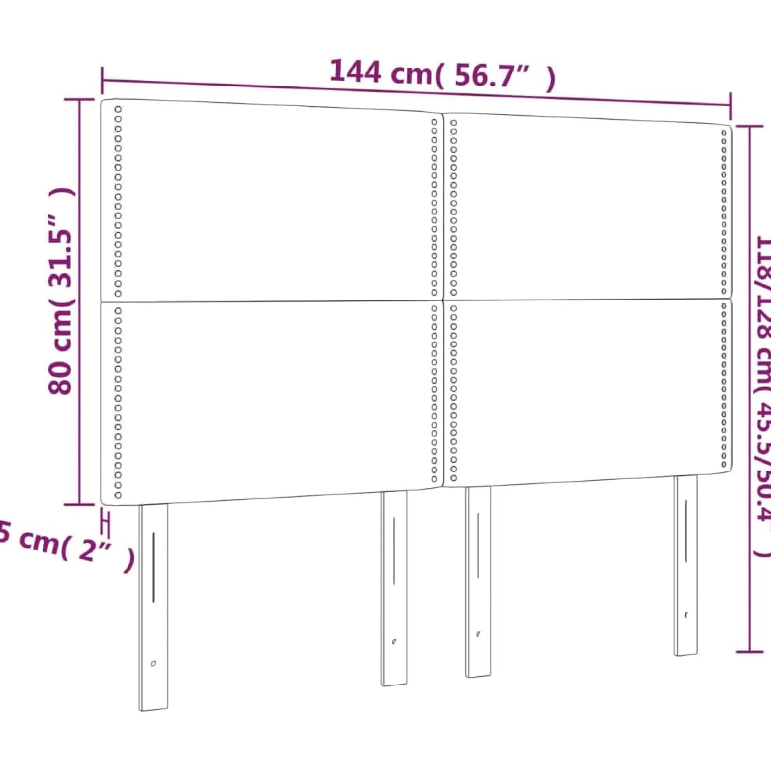 Wezgłowie Czarny 144 cm Aksamit Wysoki vidaXL