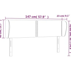 Wezgłowie Czarny 147 x 23 x 78/88 cm Tkanina vidaXL