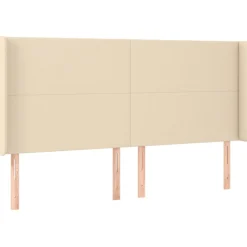 Wezgłowie Kremowy 163 x 16 x 118/128 cm Tkanina vidaXL