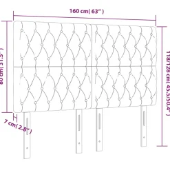Wezgłowie Niebieski 160 cm Aksamit Wysoki vidaXL