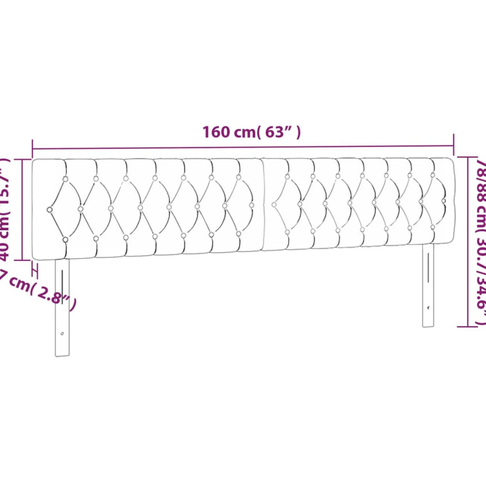Wezgłowie Niebieski 160 cm Aksamit Low vidaXL
