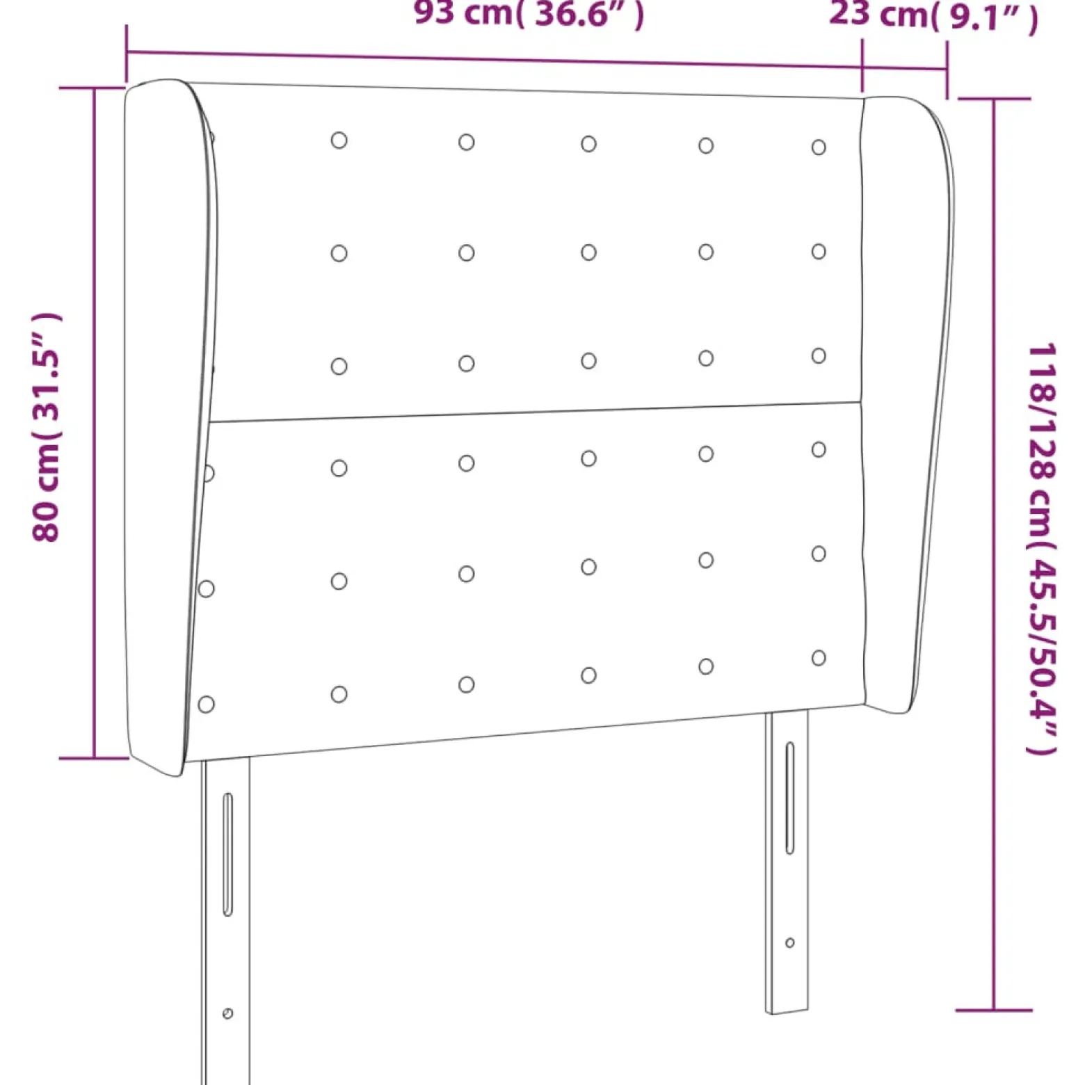 Wezgłowie Niebieski 93 x 23 x 118/128 cm Aksamit vidaXL