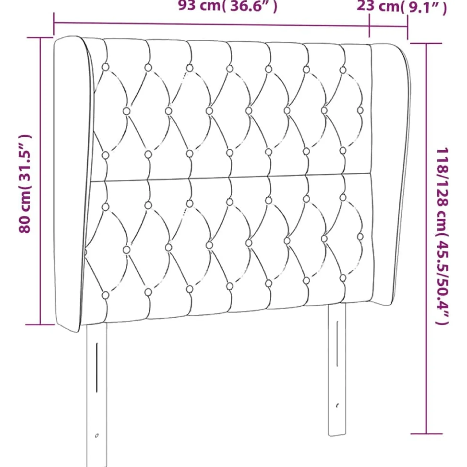 Wezgłowie Niebieski 93 x 23 x 118/128 cm Tkanina vidaXL